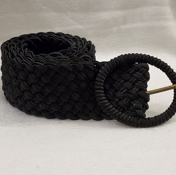 NEW Black Wide Raftan Braid Belt - M #1565 - Picture 2 of 2